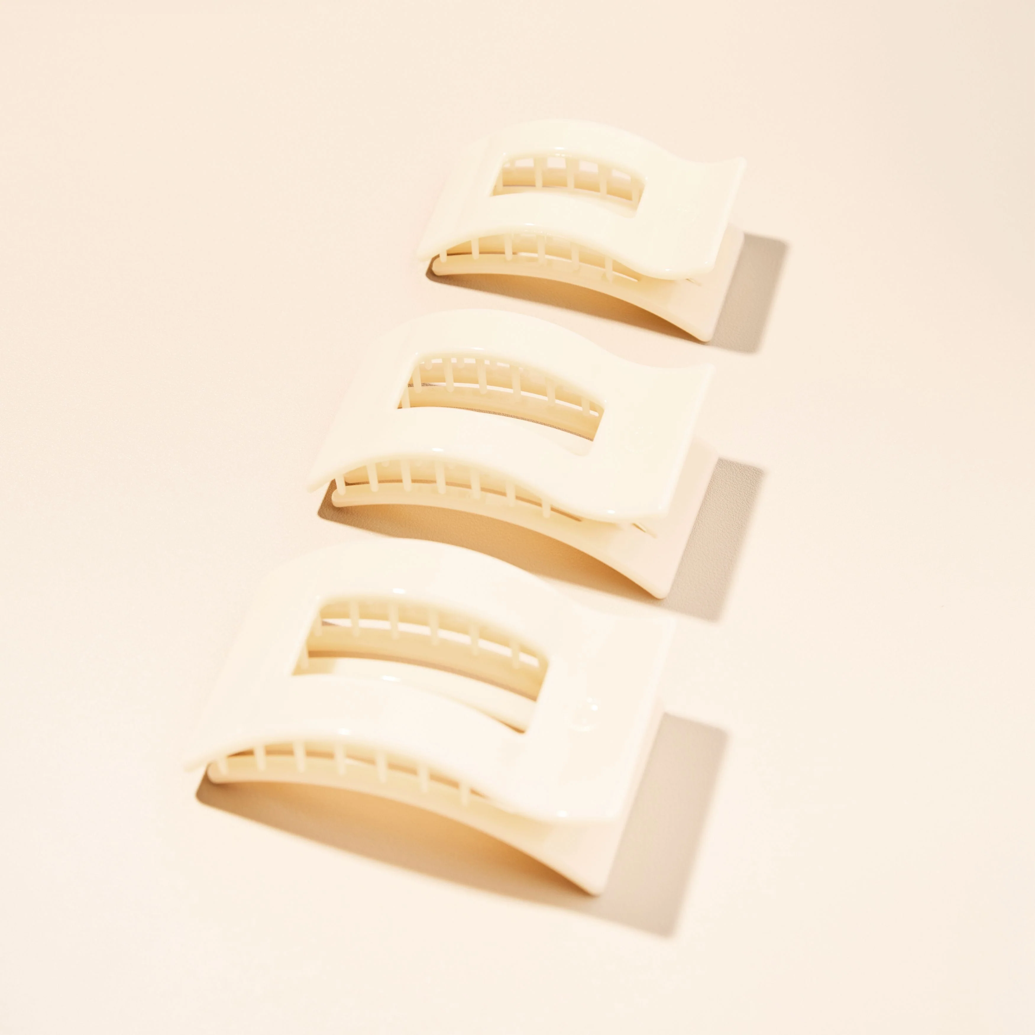 Almond Beige Medium Flat Rectangle Hair Clip - Image 5