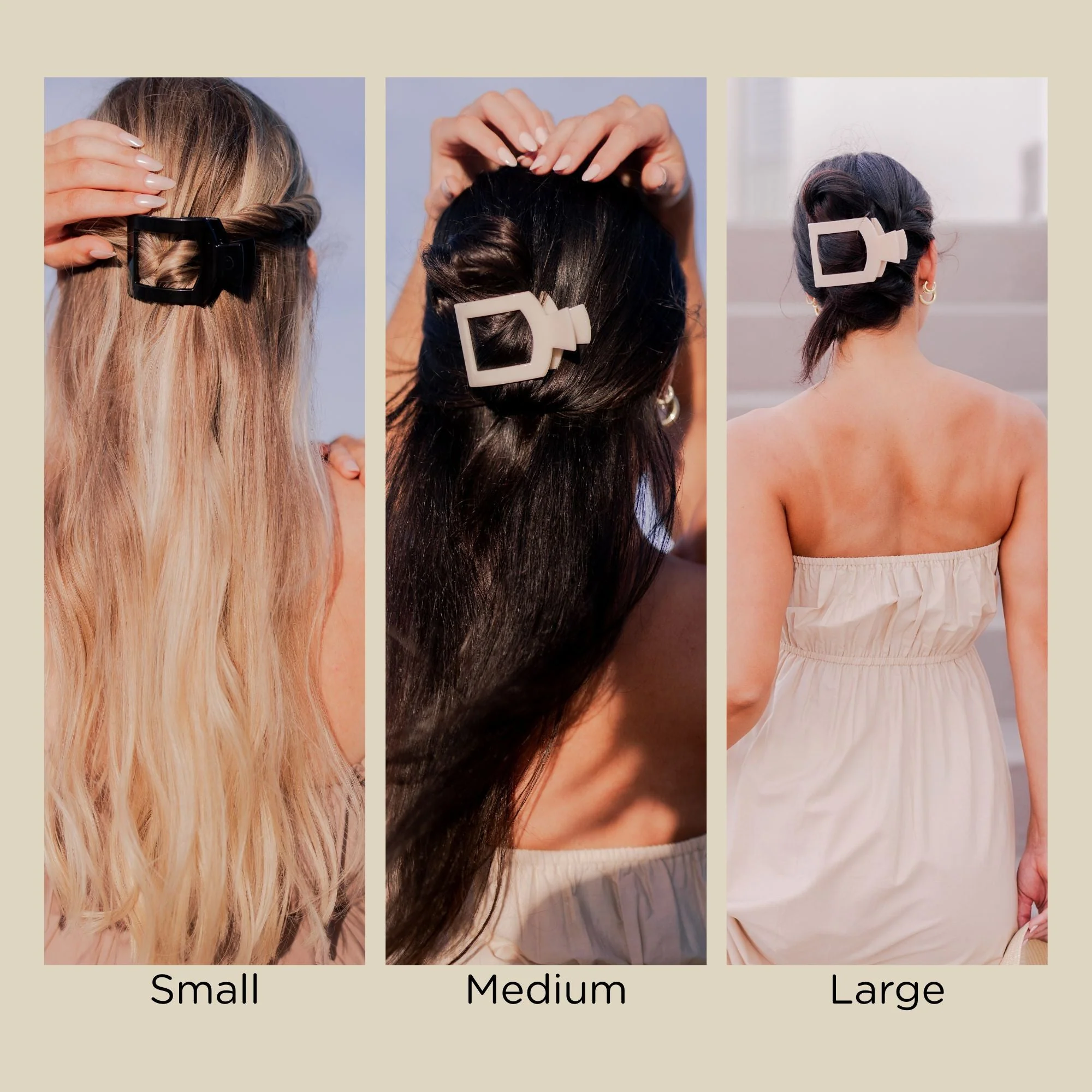 Almond Beige Medium Flat Square Hair Clip - Image 6