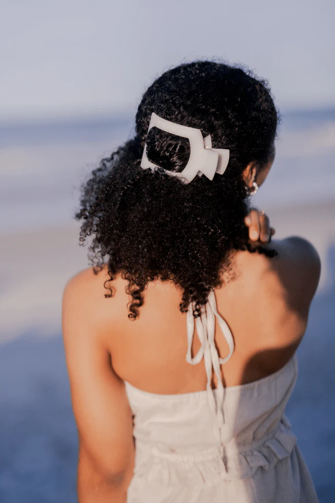 Coconut White Large Flat Square Hair Clip - Image 4