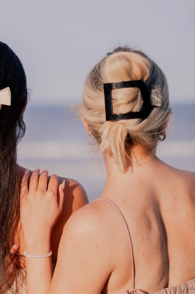 Jet Black Large Flat Square Hair Clip - Image 5