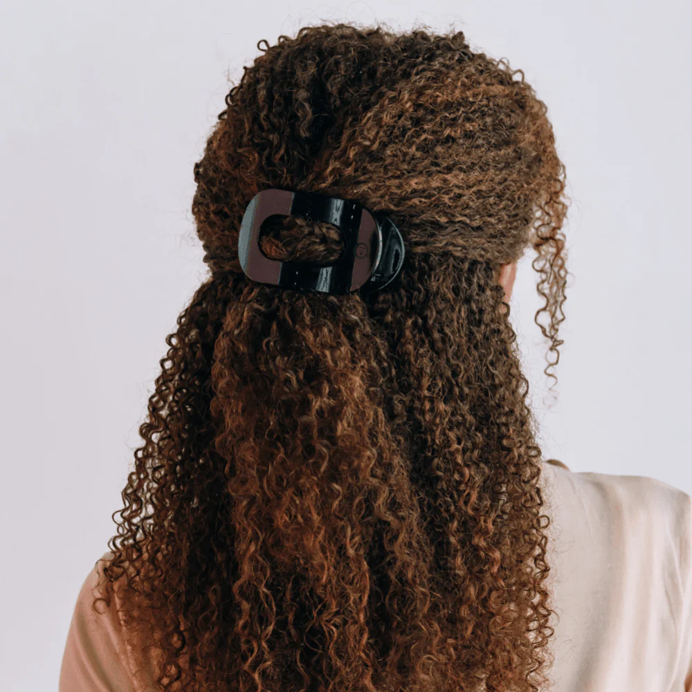 Jet Black Medium Flat Round Hair Clip - Image 4