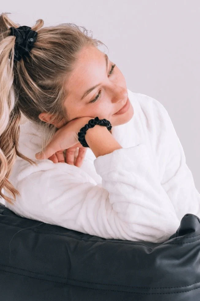Jet Black Small Silk Scrunchies - Image 4