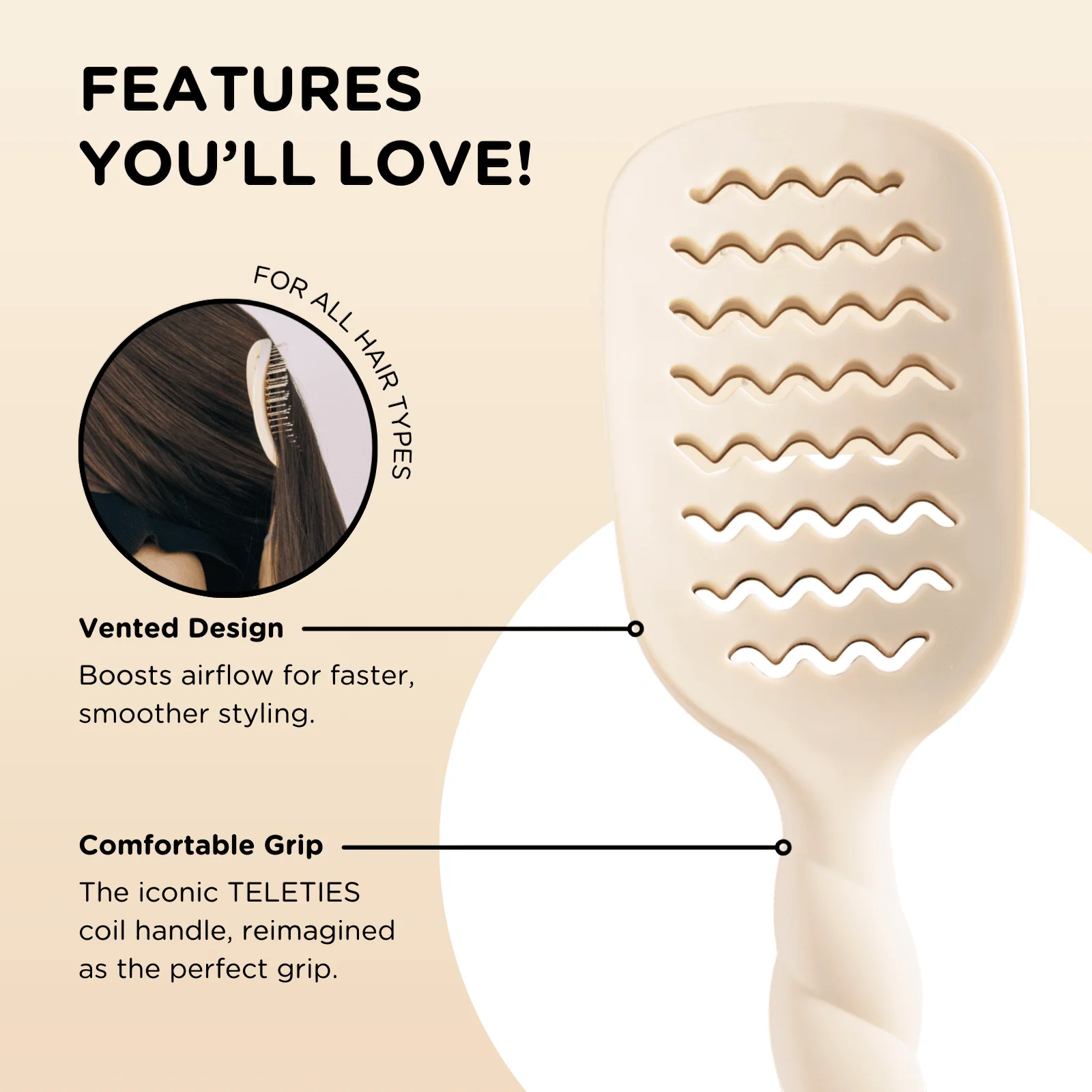 Vented Hair Brush - Tan - Image 3