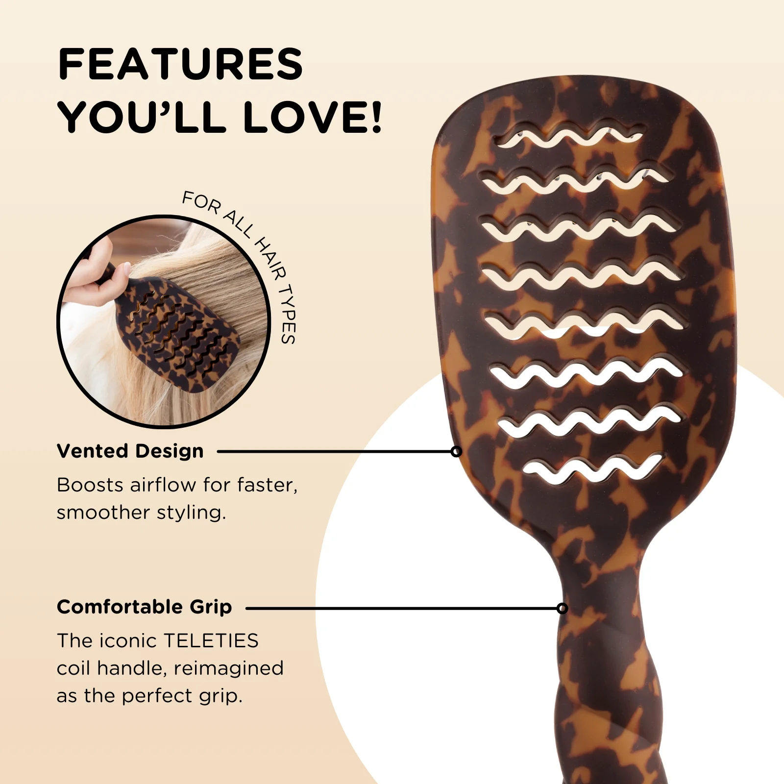 Vented Hair Brush - Tortoise - Image 3